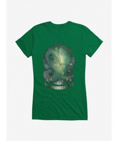 Harry Potter Slytherin Crest Illustrated Girls T-Shirt $7.97 T-Shirts