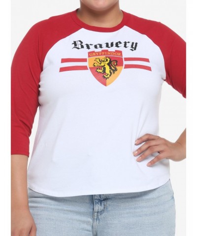 Harry Potter Gryffindor Varsity Girls Raglan Crop T-Shirt Plus Size $7.36 T-Shirts