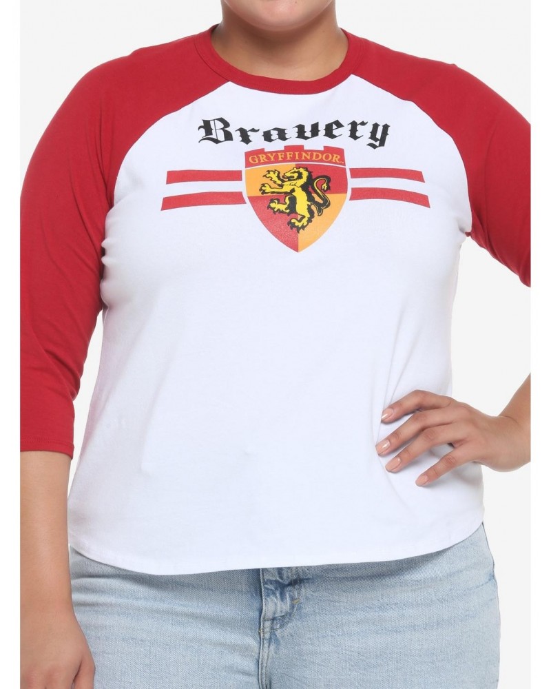 Harry Potter Gryffindor Varsity Girls Raglan Crop T-Shirt Plus Size $7.36 T-Shirts