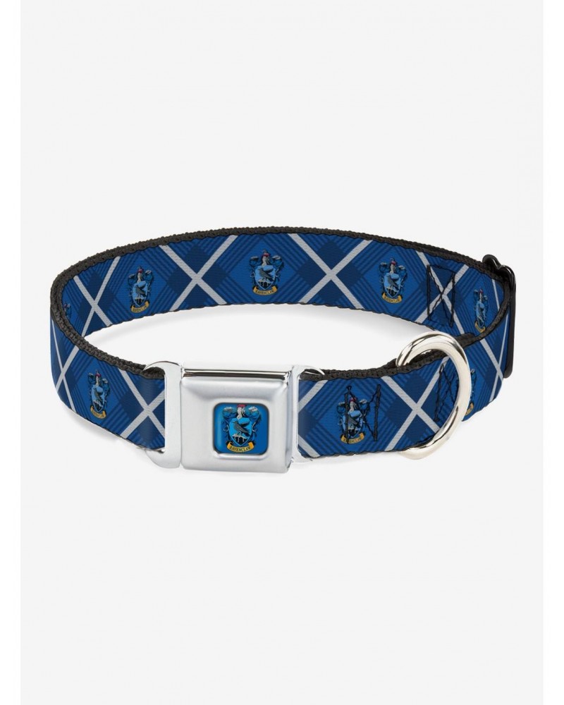 Harry Potter Ravenclaw Crest Plaid Seatbelt Buckle Dog Collar $7.72 Pet Collars
