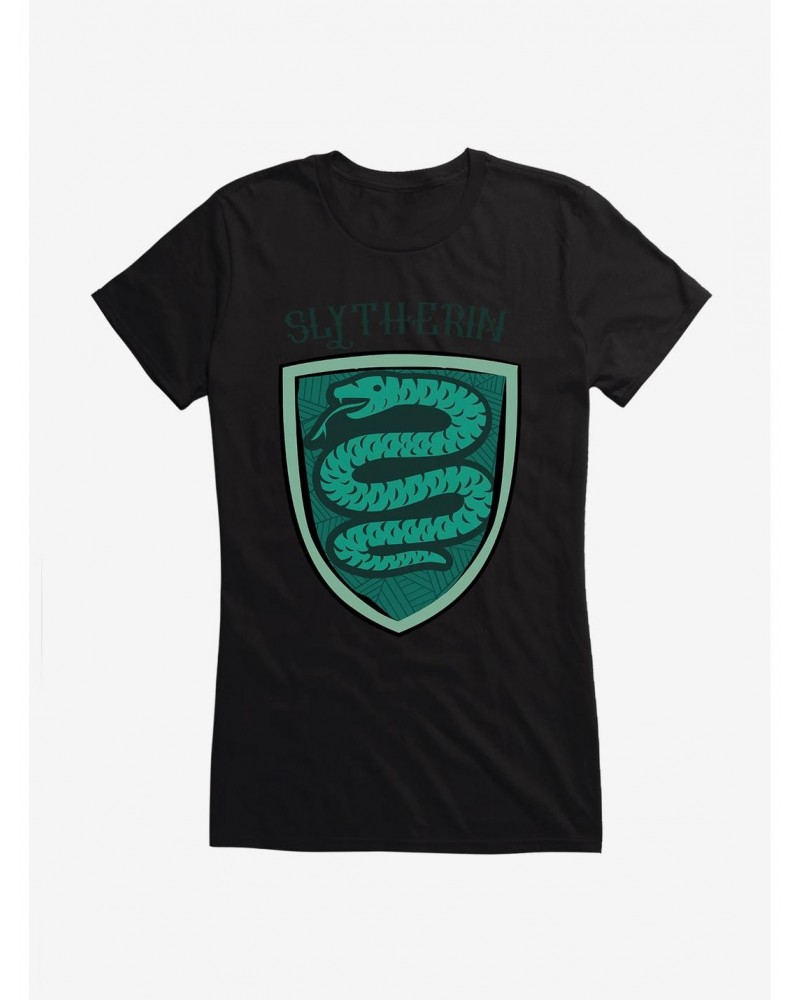Harry Potter Slytherin Modern Geometric Emblem Girls T-Shirt $9.96 T-Shirts