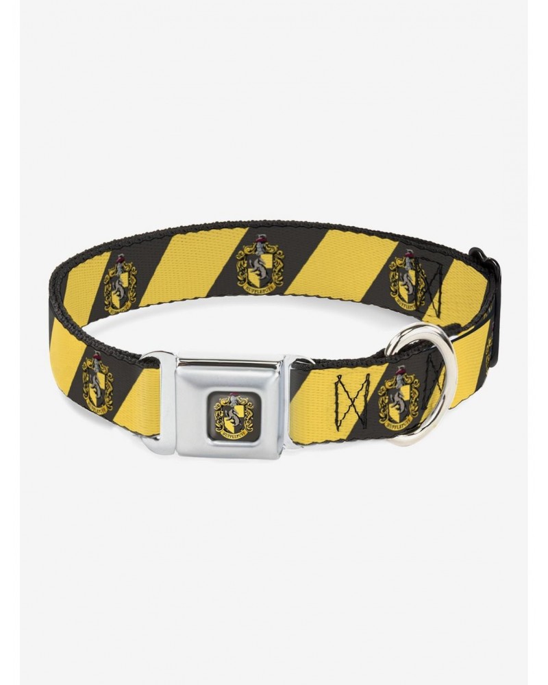 Harry Potter Hufflepuff Crest Diagonal Seatbelt Buckle Dog Collar $8.47 Pet Collars