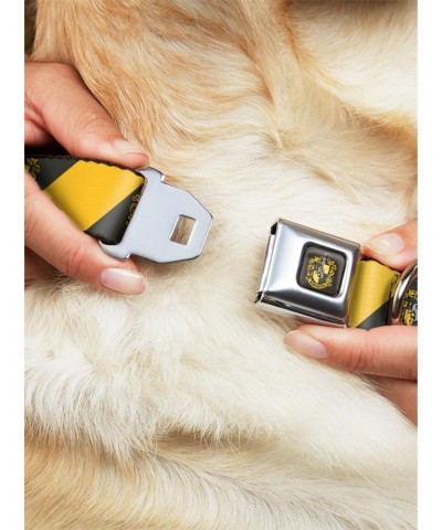 Harry Potter Hufflepuff Crest Diagonal Seatbelt Buckle Dog Collar $8.47 Pet Collars