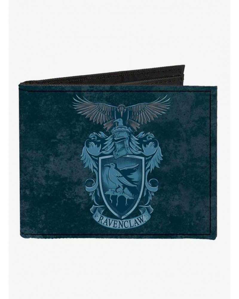 Harry Potter Ravenclaw Eagle Crest Learning Wit Wisdom Banner Canvas Bifold Wallet $10.45 Wallets