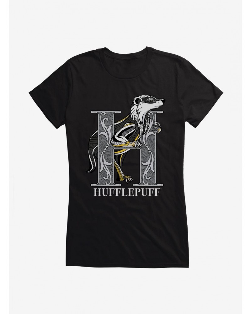 Harry Potter Hufflepuff Classic Geometric Letter Girls T-Shirt $8.96 T-Shirts