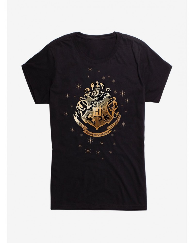 Harry Potter Hogwarts Emblem Glitter Girls T-Shirt $8.57 T-Shirts