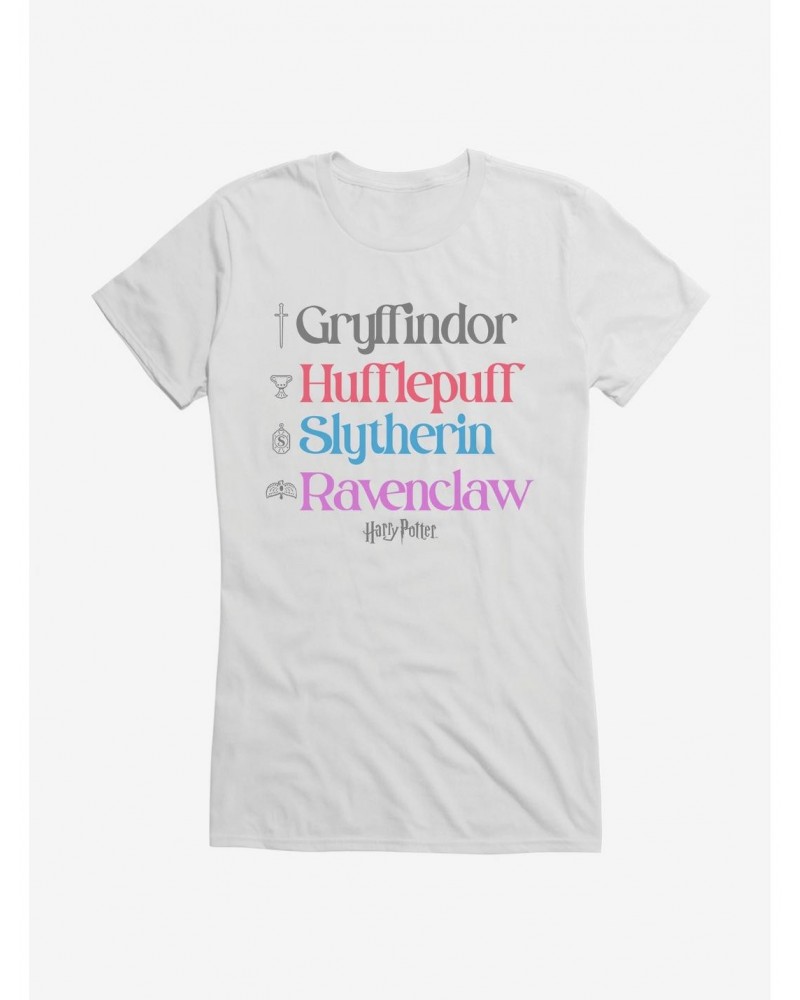 Harry Potter Houses Lineup Girls T-Shirt $7.77 T-Shirts