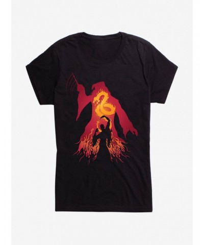 Harry Potter Dumbledore Fire Silhouette Girls T-Shirt $7.17 T-Shirts