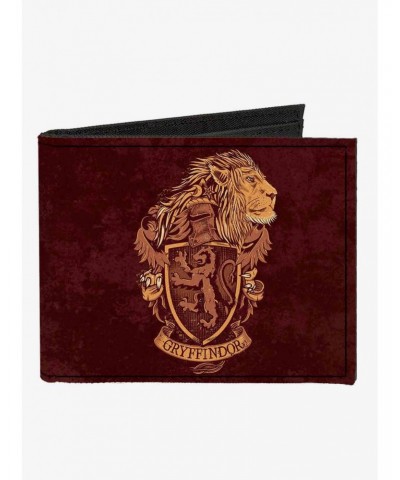 Harry Potter Gryffindor Lion Crest Determination Bravery Courage Banner Canvas Bifold Wallet $6.90 Wallets