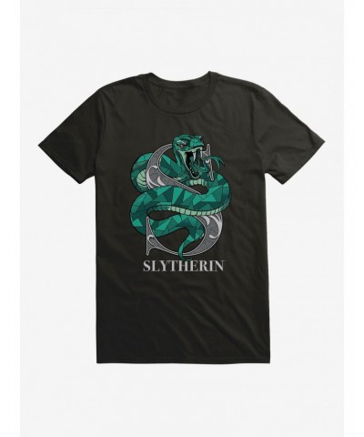 Harry Potter Slytherin Classic Geometric Letter T-Shirt $6.88 T-Shirts