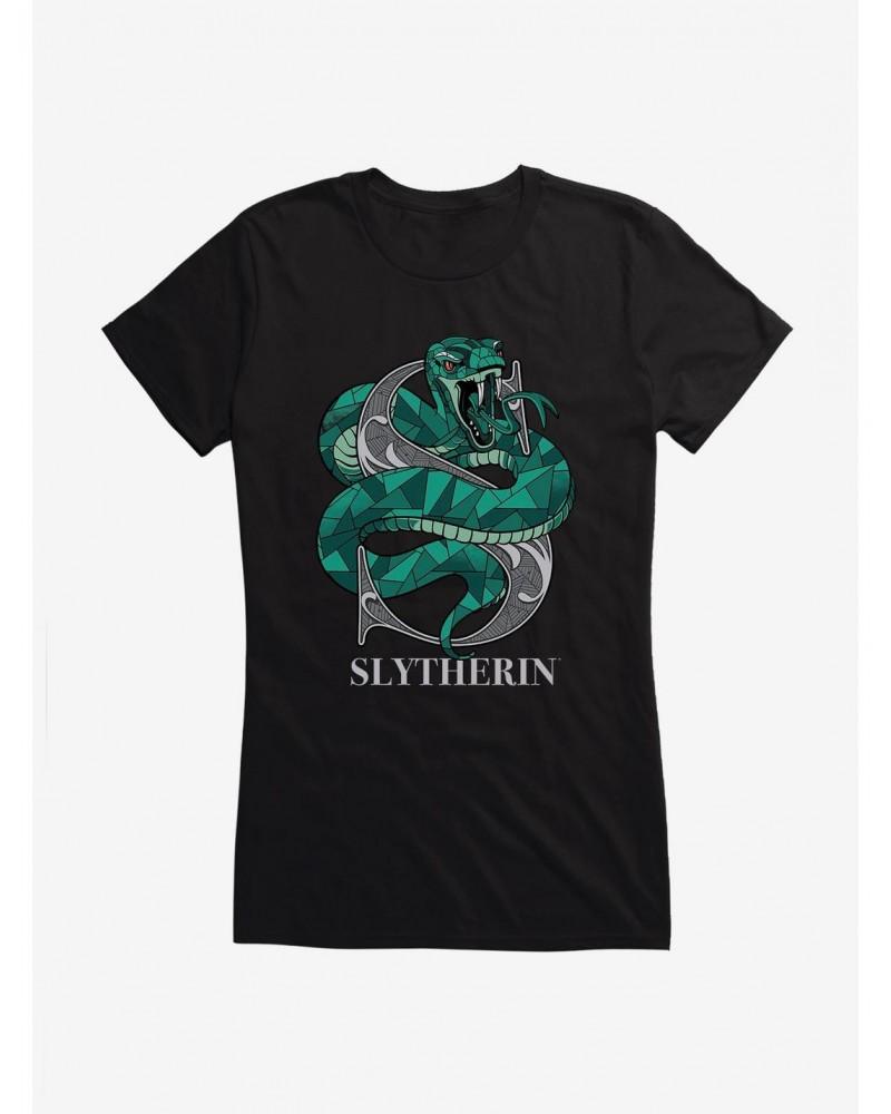 Harry Potter Slytherin Classic Geometric Letter Girls T-Shirt $6.37 T-Shirts