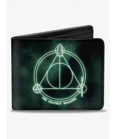 Harry Potter The Deathly Hallows Cloak Stone Wand Trinity Bifold Wallet $6.27 Wallets