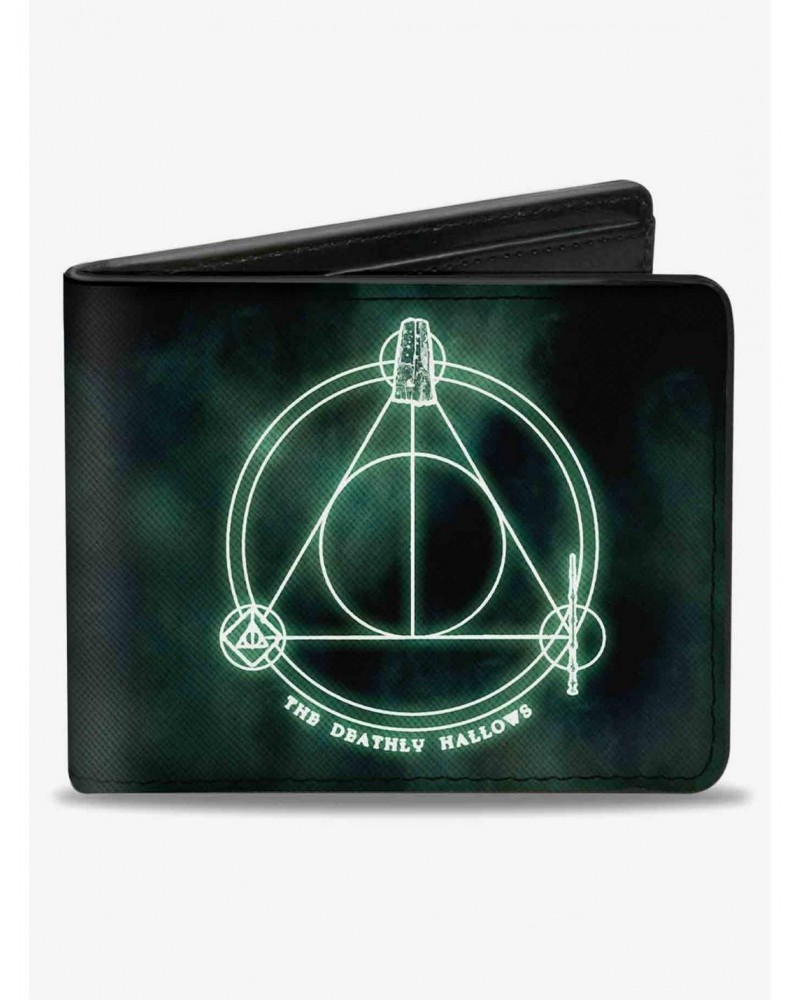 Harry Potter The Deathly Hallows Cloak Stone Wand Trinity Bifold Wallet $6.27 Wallets