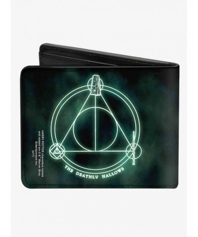 Harry Potter The Deathly Hallows Cloak Stone Wand Trinity Bifold Wallet $6.27 Wallets