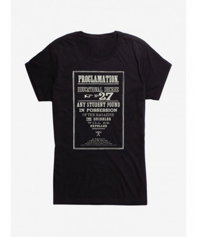 Harry Potter Quibbler Decree No. 27 Girls T-Shirt $8.96 T-Shirts