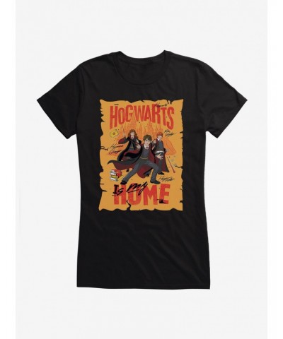 Harry Potter Hogwarts Is My Home Bright Art Girls T-Shirt $8.76 T-Shirts