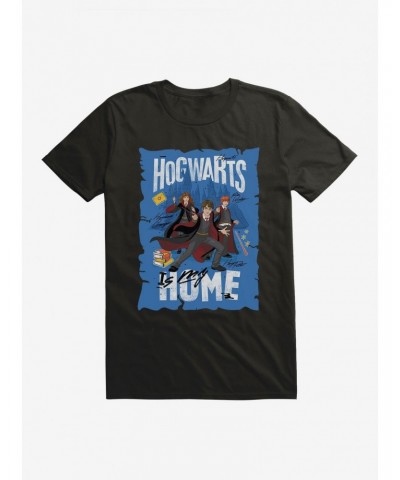 Harry Potter Hogwarts Is My Home Blue Art T-Shirt $8.41 T-Shirts
