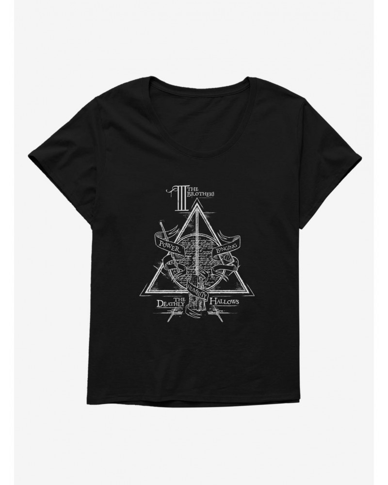 Harry Potter The Three Brothers Deathly Hallows Girls T-Shirt Plus Size $8.79 T-Shirts