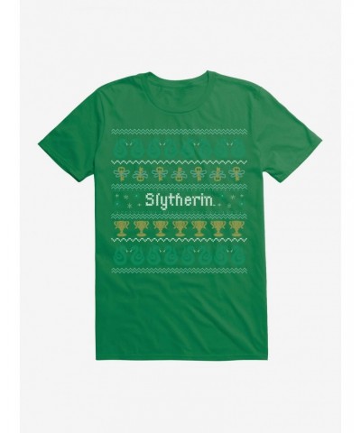 Harry Potter Slytherin Ugly Christmas Pattern T-Shirt $8.60 T-Shirts