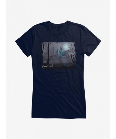 Harry Potter Hogwarts Castle Greyscale Illustrated Girls T-Shirt $7.37 T-Shirts