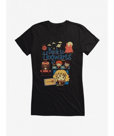 Harry Potter Platform 9 3/4 Chibi Art Girls T-Shirt $7.57 T-Shirts