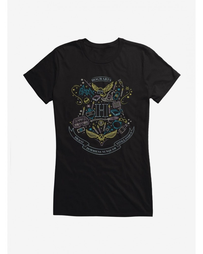 Harry Potter Hogwarts Sketched Shield Girls T-Shirt $9.56 T-Shirts