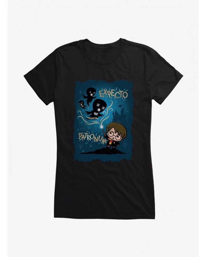 Harry Potter Expecto Patronum Blue Background Girls T-Shirt $6.18 T-Shirts