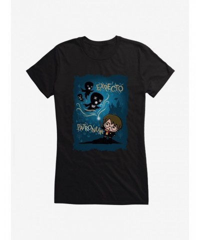 Harry Potter Expecto Patronum Blue Background Girls T-Shirt $6.18 T-Shirts